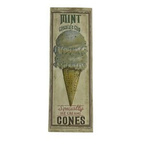 VTG Mint Chocolate Chip Specialty Ice Cream Cone 3D Wall Art, 3.25x9.5" Heavy